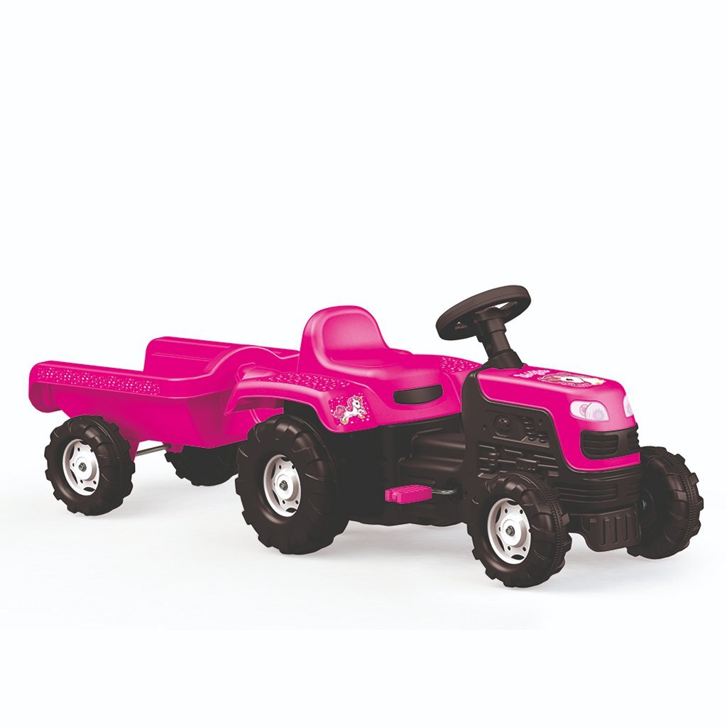 Dolu Dolu Einhorn -Treppentraktor mit Trailer Pink Black