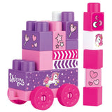 Dolu Einhorn-Jumblocks-Zug mit 20 Blöcken rosa