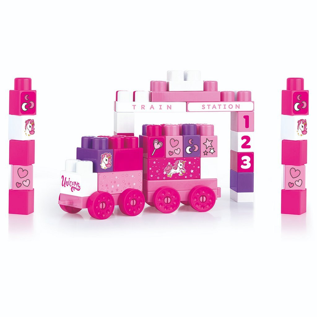 Dolu dolu unicorn jumblocks train with 50 blocks of pink