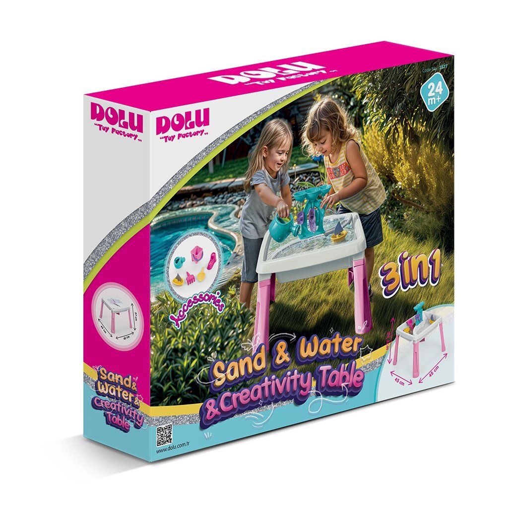 Dolu Sandwassertisch + Zubehör rosa weiß
