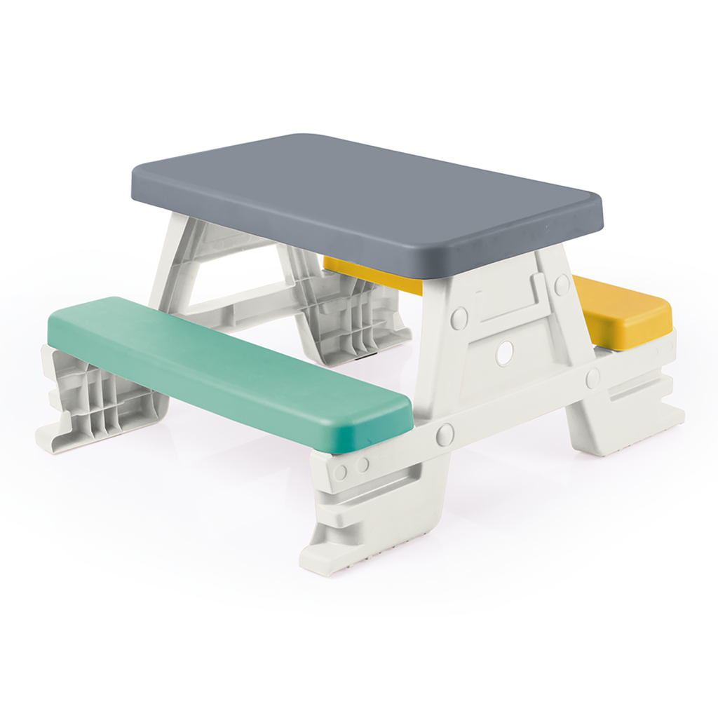 Dolu 2618 mesa de picnic para 4 niños dentro de gris blanco amarillo blanco