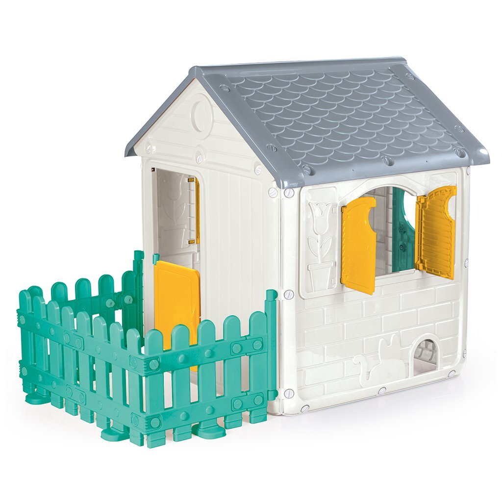 Dolu Spielhaus 122,5x104x156 cm + Sound weiß grün grau gelb