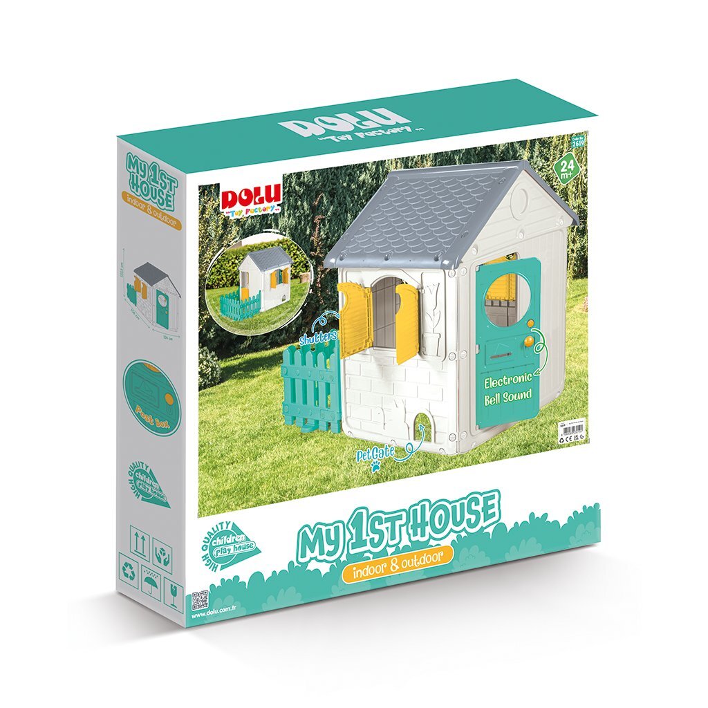 Dolu Spielhaus 122,5x104x156 cm + Sound weiß grün grau gelb