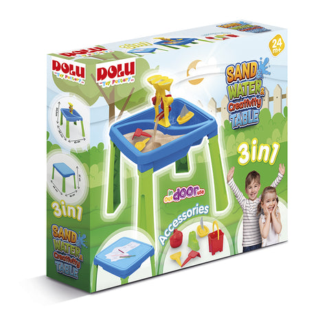 Dolu 3077 3-in-1 Sandwasserspiegel mit Zeichnungstisch blau grün