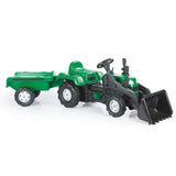 Dolu Pedal Traktor Bagger + Anhängergrün