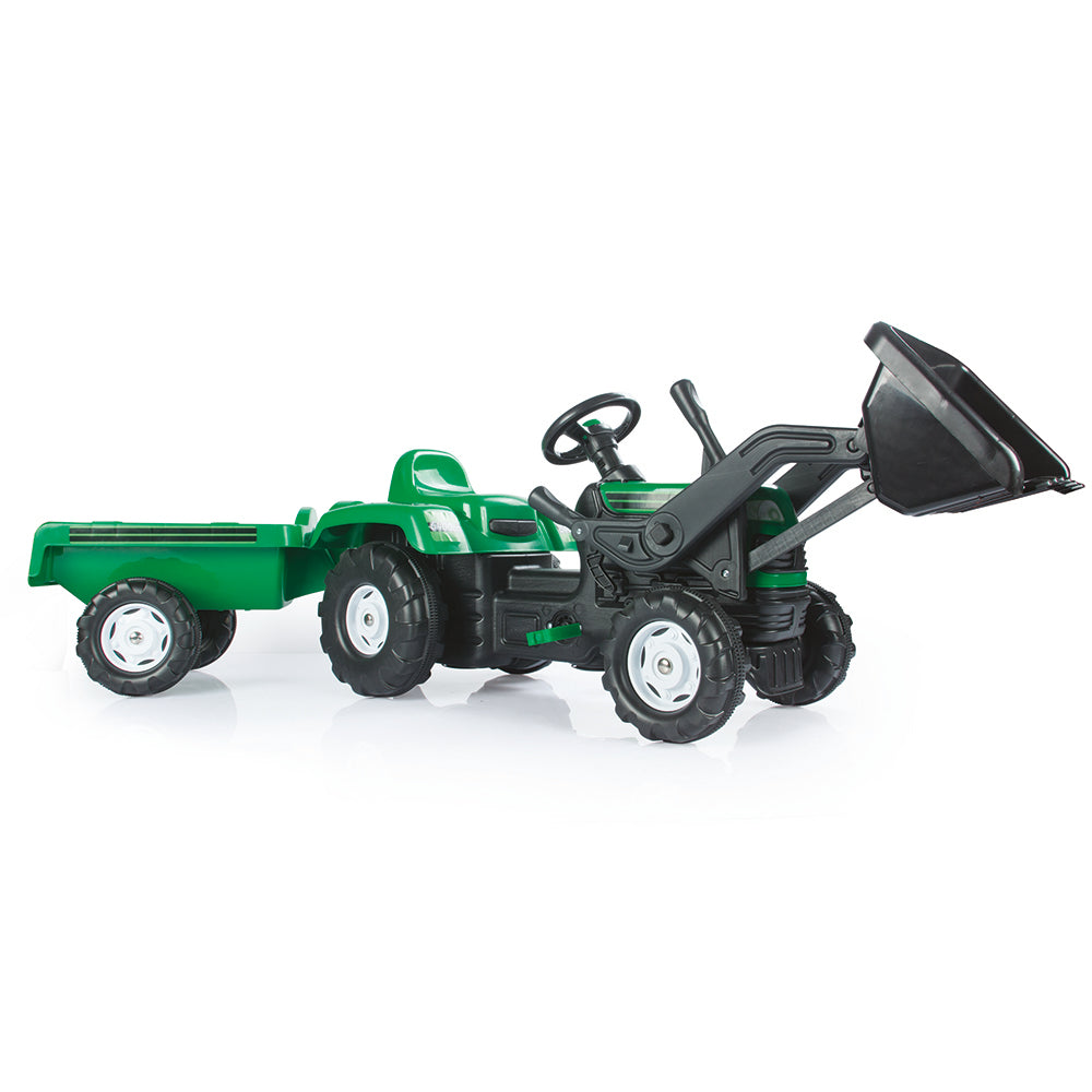 Dolu Pedal Traktor Bagger + Anhängergrün