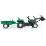 Dolu Pedal Traktor Bagger + Anhängergrün