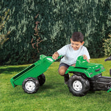 Dolu Pedal Traktor Bagger + Anhängergrün