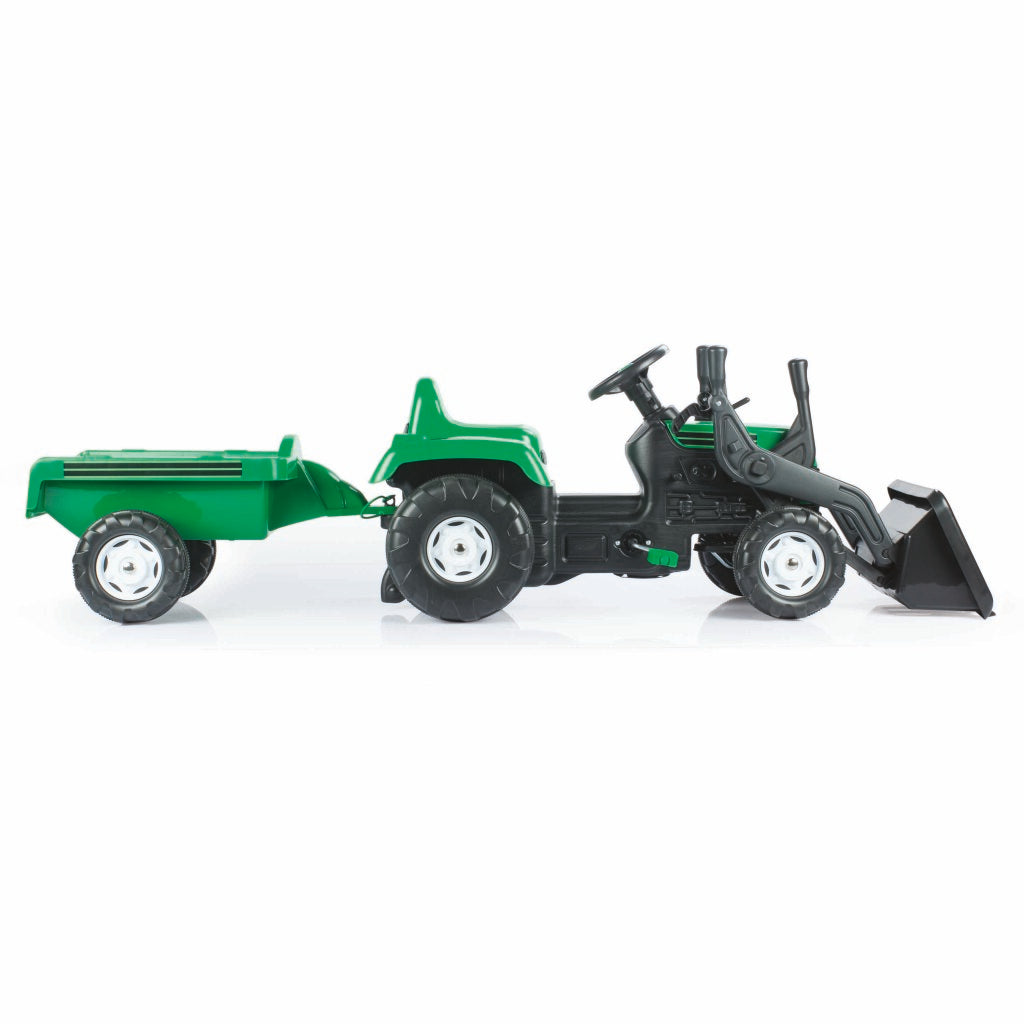 Dolu Pedal Traktor Bagger + Anhängergrün