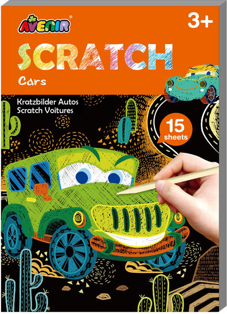 Avenir Scratch Art Book Mini A6 – Autos – 15 Seiten – 3 Jahre