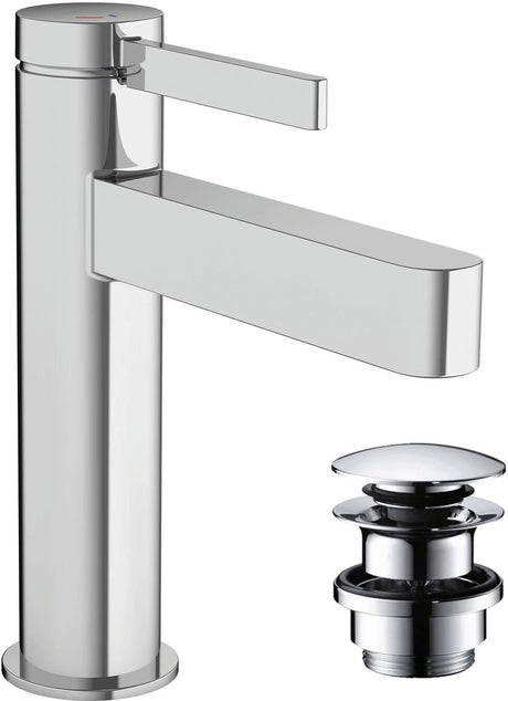 Hansgrohe finoris – Waschtisch-Mischbatterie – Einhebelbedienung – Kaltstart energiesparend – mit Ablassschraube – 110 mm – Chrom