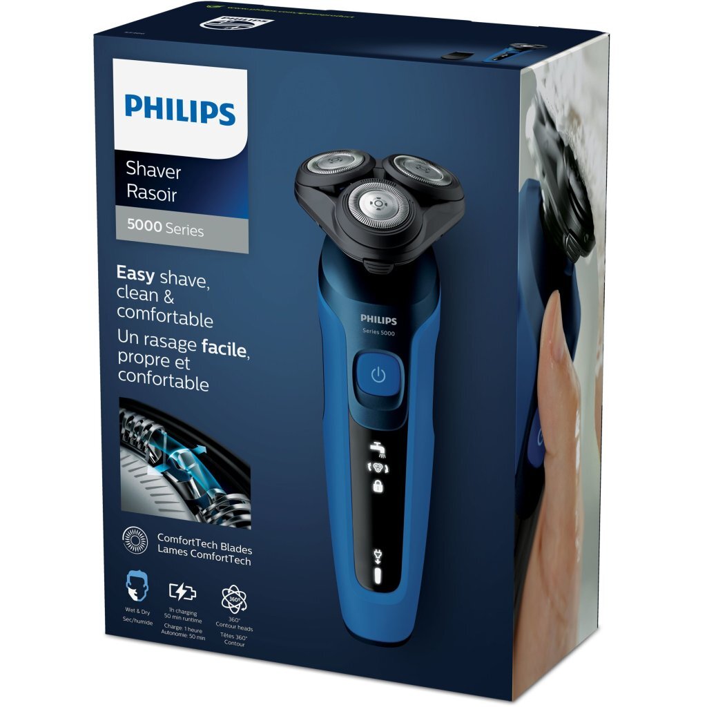 Philips S5466 17 Série Shaver 5000 Rasoir électrique à sec humide bleu noir