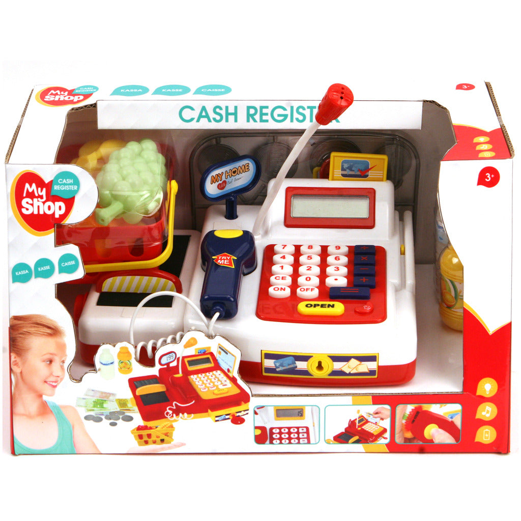 Basic cash register with scanner and accessories