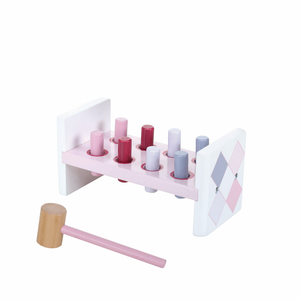 Jipy Hammerbank aus Holz + 8 rosa Stifte