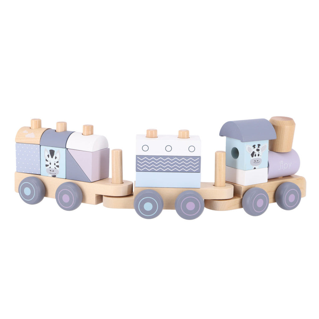 Jipy Holzblockeisenbahn lila blau