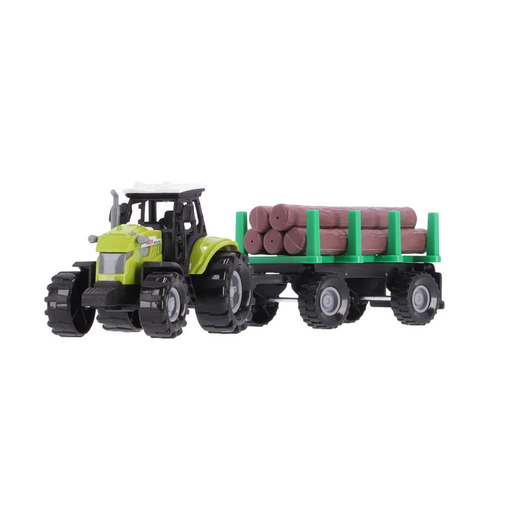 Overige merken tractor + aanhanger met boomstammen + licht en geluid