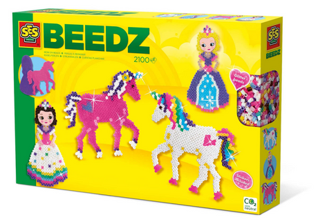 Ses creative - beedz - Einhörner und Prinzessinnen - 2100 Bügelperlen mit Grundplatten und Bügelbögen - ab 5 Jahren