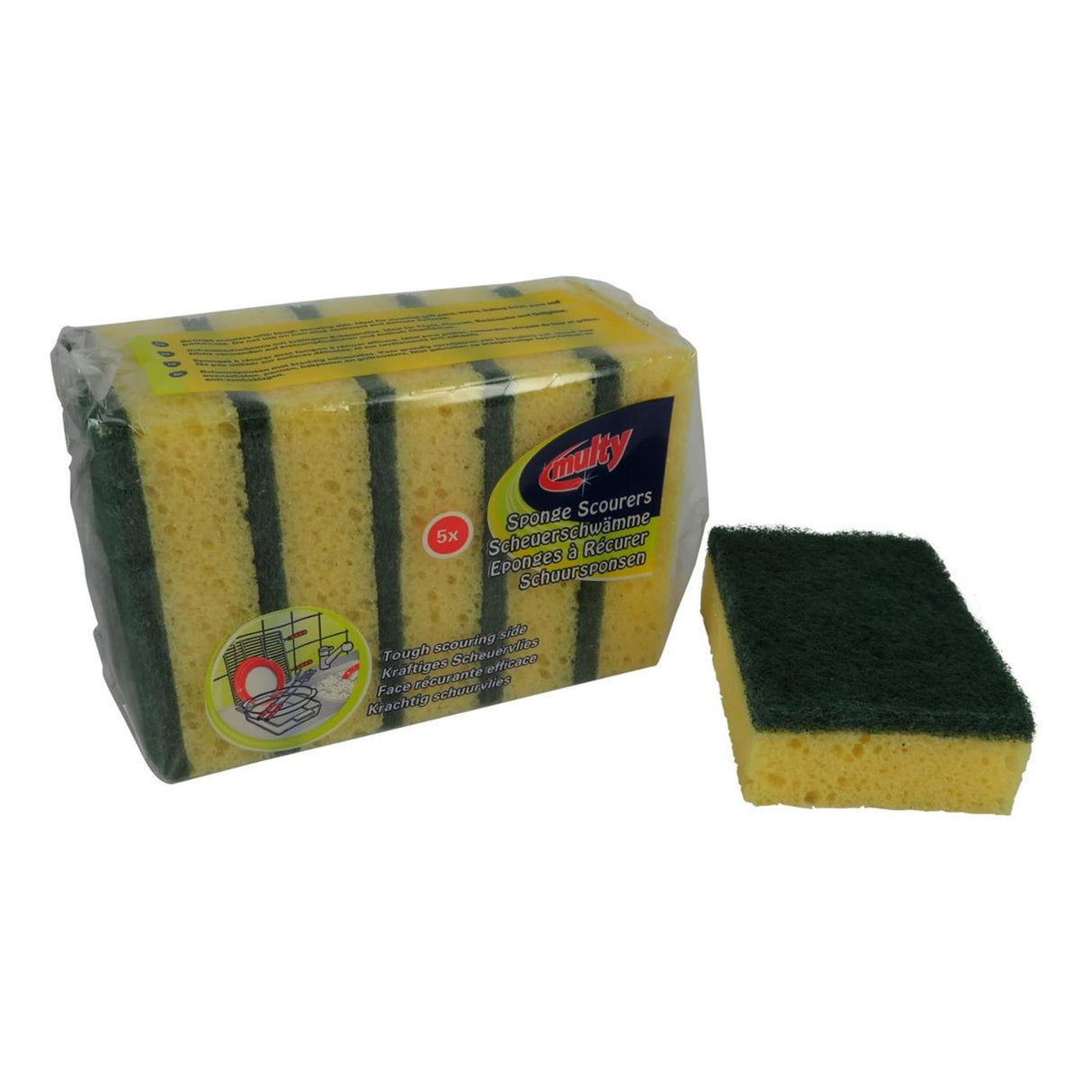 Multy Scheuerschwamm 10x7x3cm, Packung mit 5 Stück