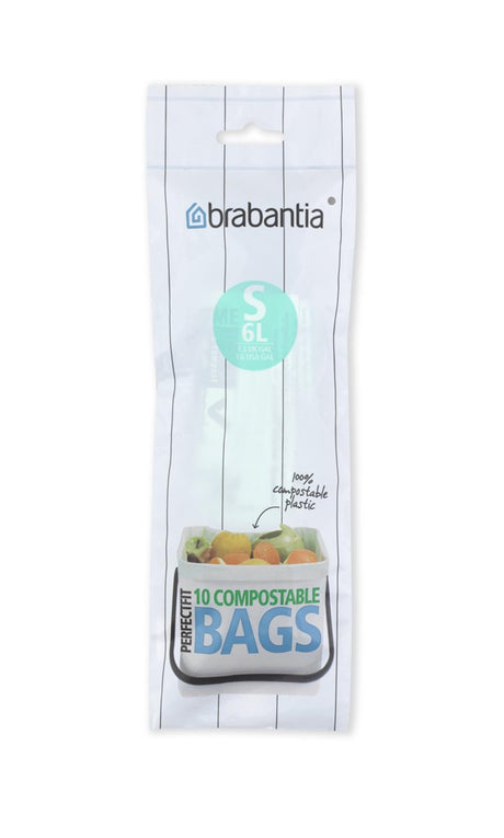 Brabantia Perfect Fit kompostierbare 6-Liter-Müllbeutel in einer Rolle mit 10 Beuteln