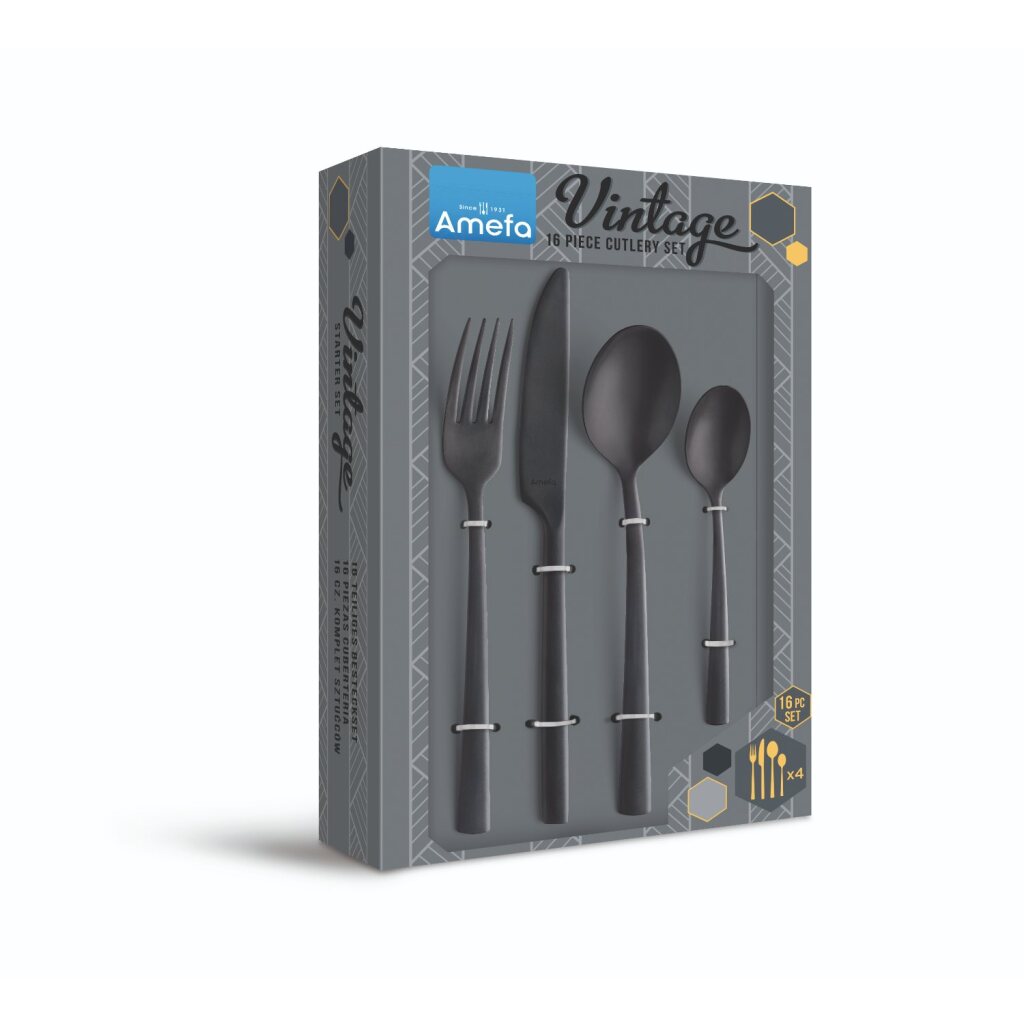 Amefa vintage cutlery set 16-piece black