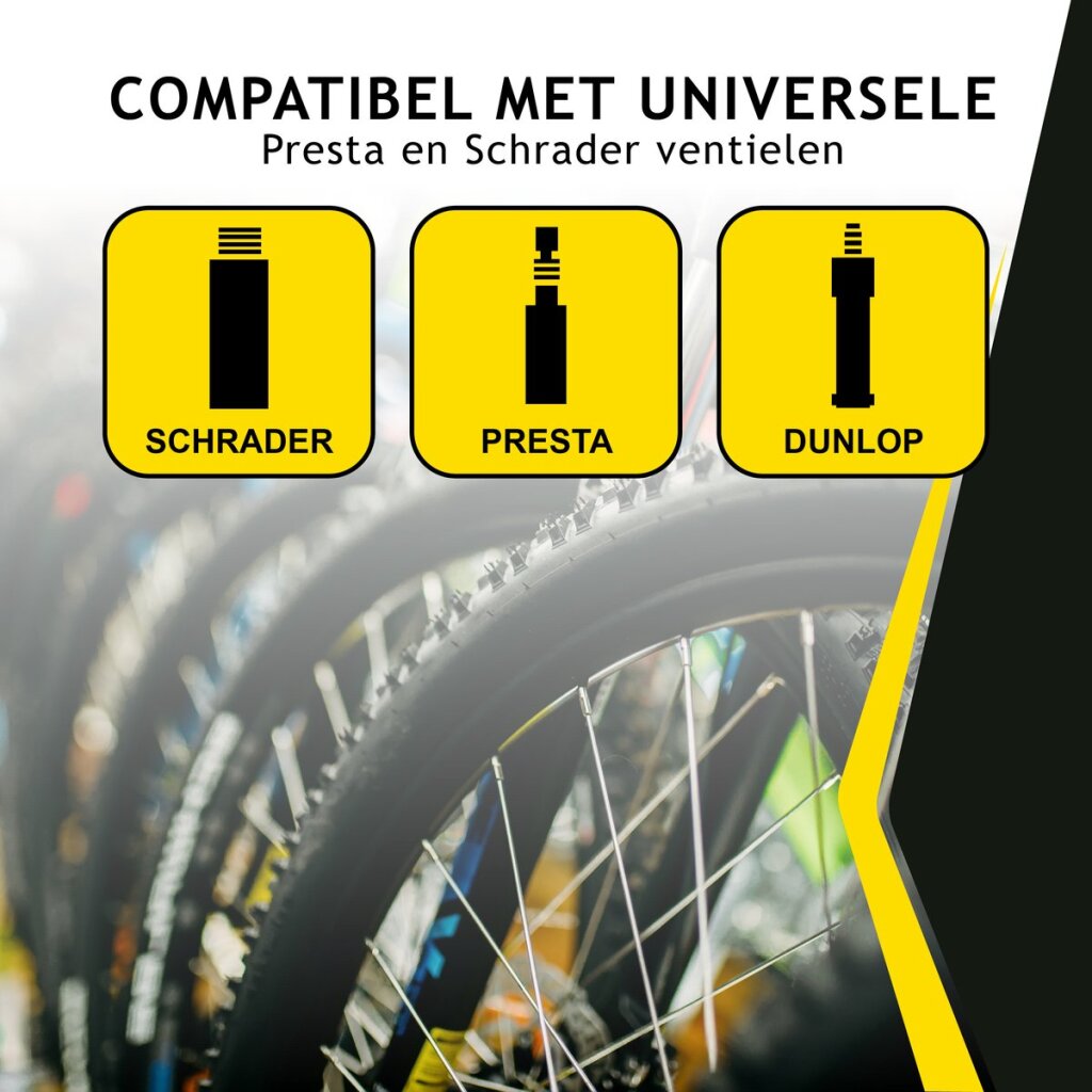 Dunlop Staande Fietspomp Uitvoering Analoge Drukmeter Dubbele Ventielkop Zwart