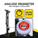 Dunlop Stand-Fahrradpumpe, Modell, analoges Manometer, Doppelventilkopf, schwarz
