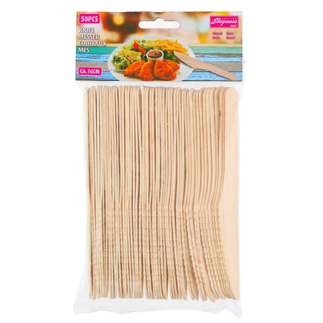 Basic Einwegmesser aus Holz 16 cm 50 Stück