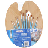 Kreative Kinder-Malpalette aus Holz mit 12 Pinseln