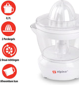 Alpina citruspere 0,7 liter 2 Pressekøl 2 Rotationsretninger 25 Watt White