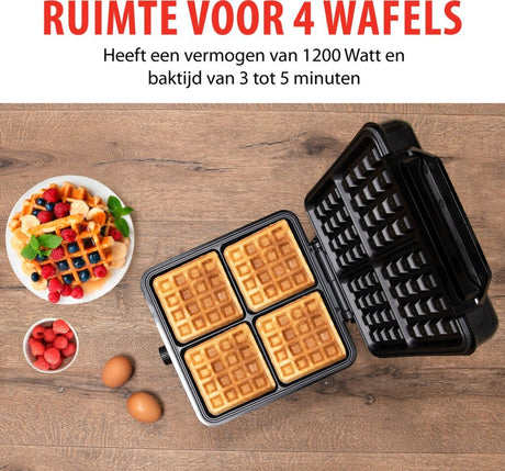 Alpina Waffeleisen Brüsseler Waffeln Antihaftbeschichtung 4 Waffeln 1200 W