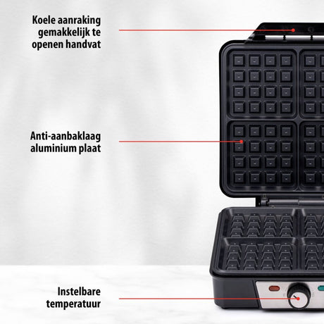 Alpina Waffeleisen Brüsseler Waffeln Antihaftbeschichtung 4 Waffeln 1200 W