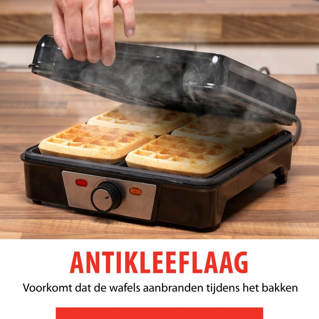 Alpina wafelijzer brusselse wafels antiaanbaklaag 4 wafels 1200w