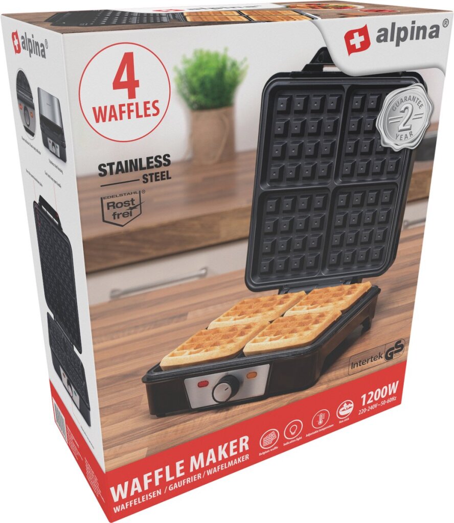 Alpina Waffleijzer Brusel Waffles Nechodiště 4 vafle 1200 W