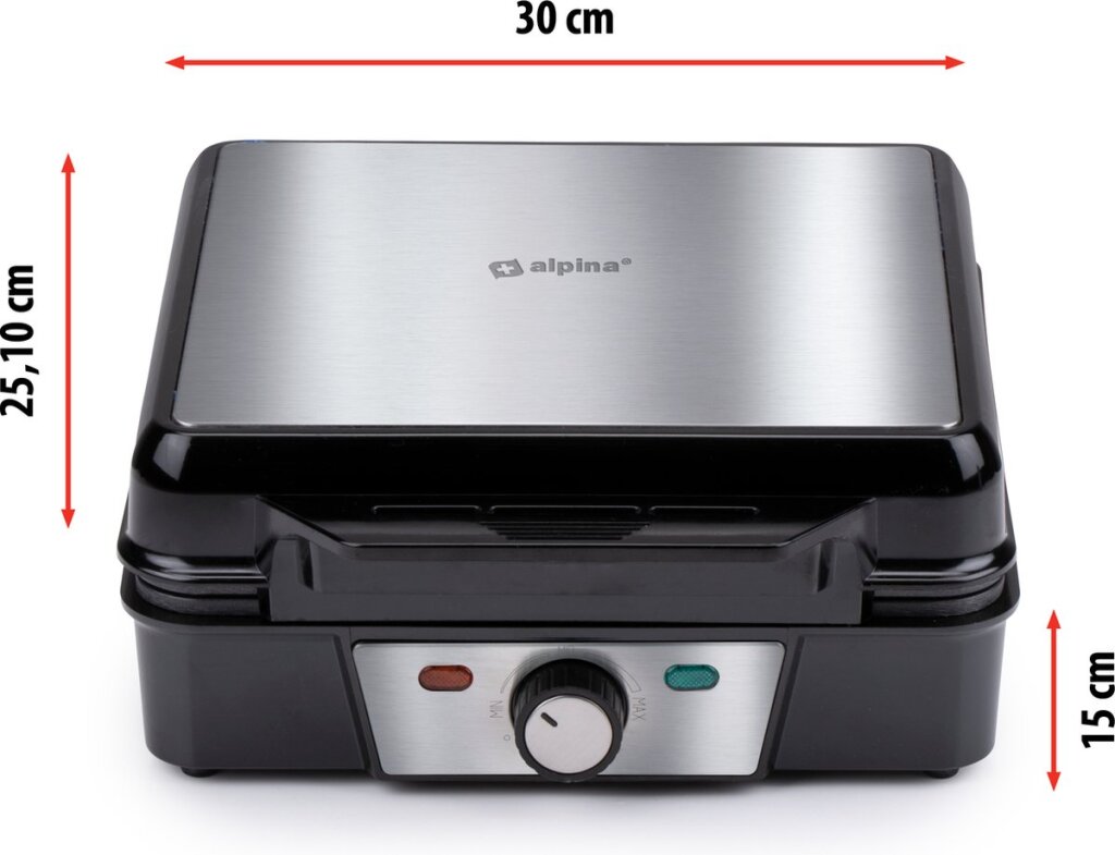 Alpina Waffleijzer Brukselle Waffles Non -Stick Coating 4 Waffles 1200 W