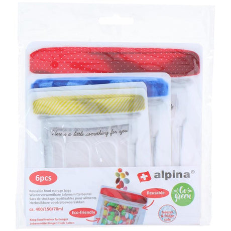 Lifetime Cooking Alpina wiederverwendbare Frischhaltebeutel 70 150 400 ml, 6er-Set