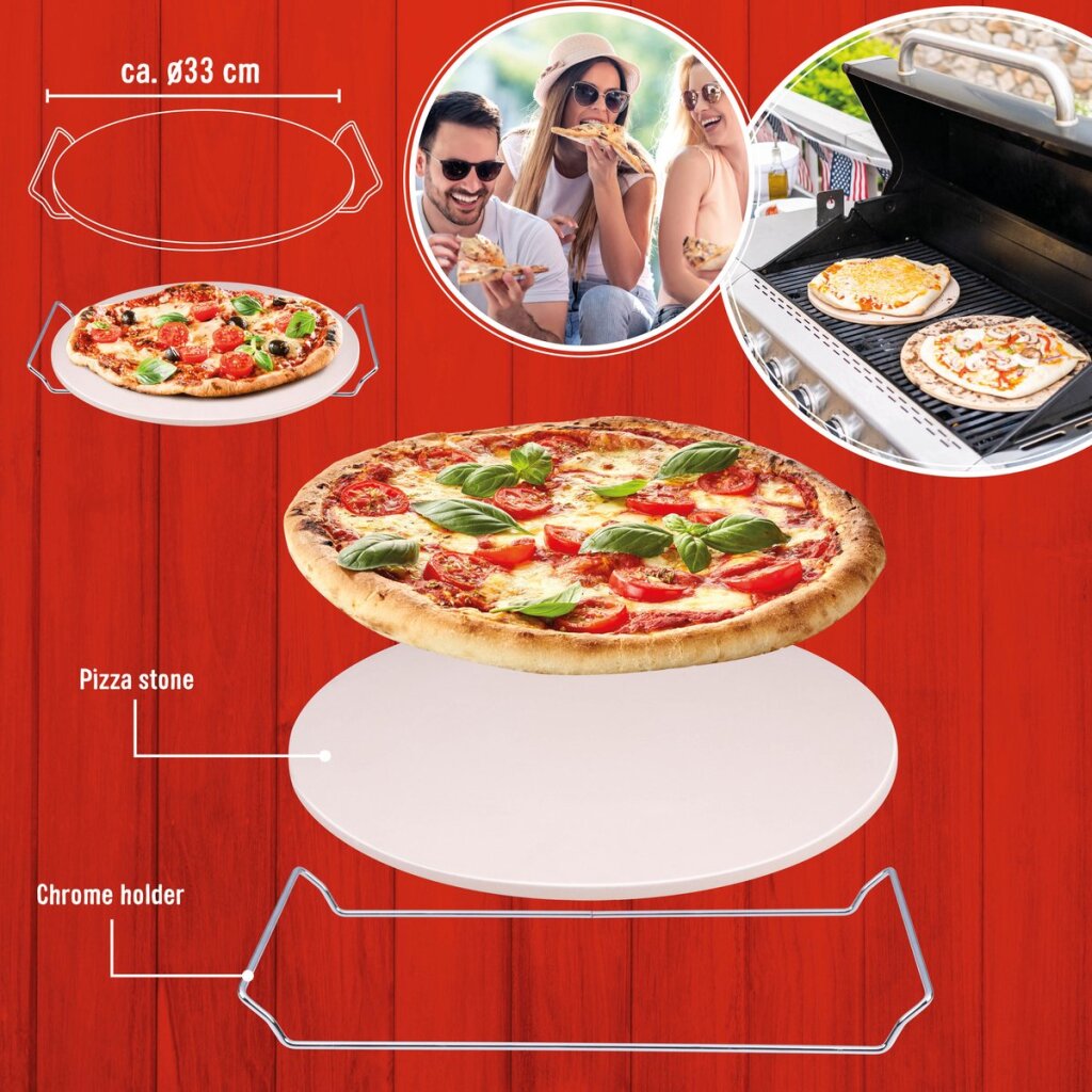 BBQ-Sammelofen zum Backen von Pizza, Brot und Toast aus Stein, 33 cm