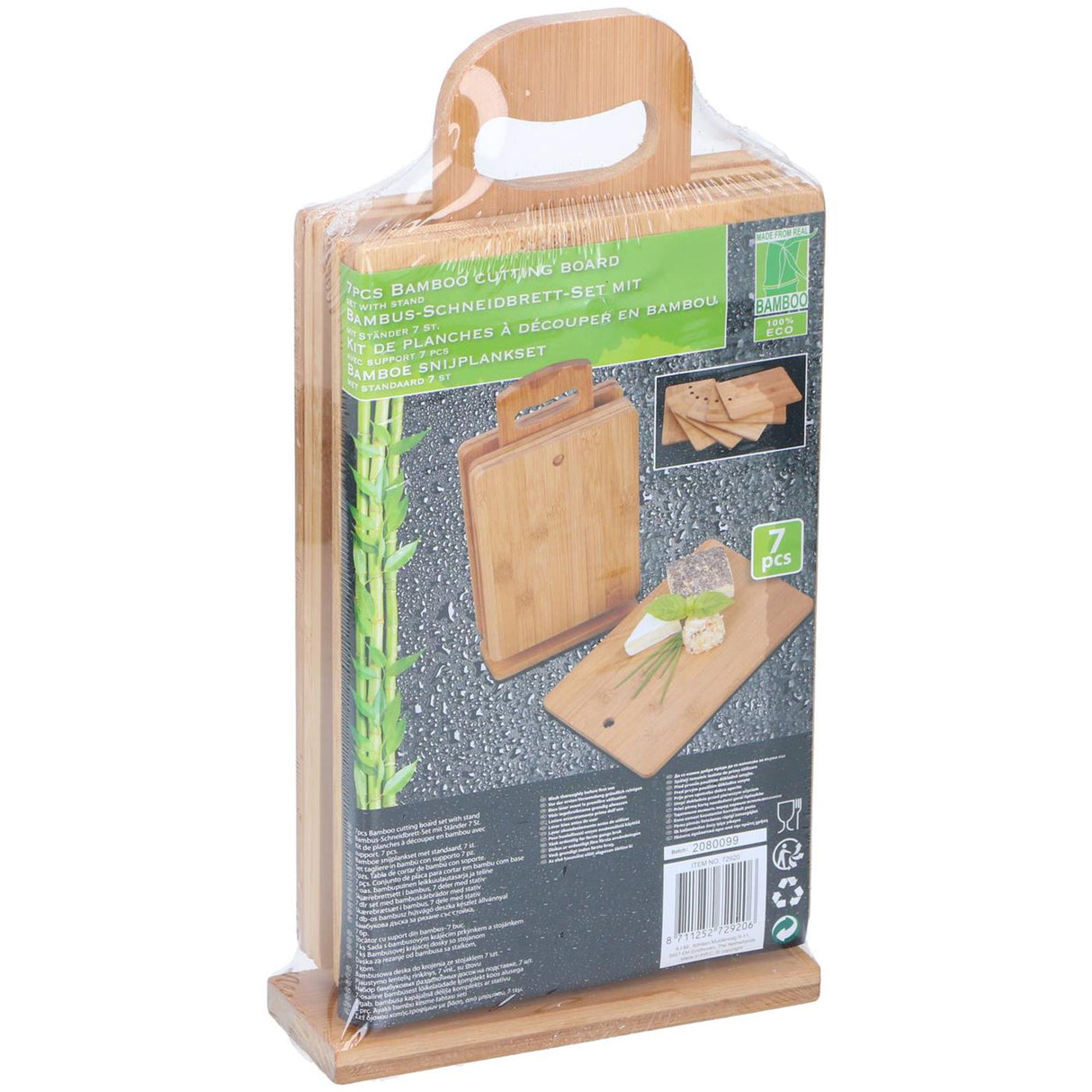 Schneidebrettset Bambus 29,5x15cm 6-teilig mit Halter