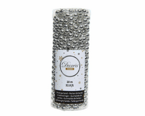 Decoris Perlengirlande silber aus Kunststoff Durchmesser 0,8 cm x 10 Meter