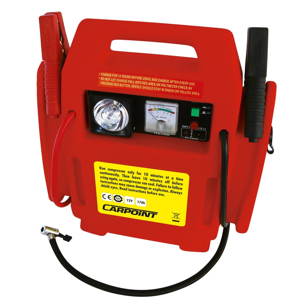 CARPOINT AID AIDE ET COMPRESSEUR AIR 12 V 17 AH ROUGE