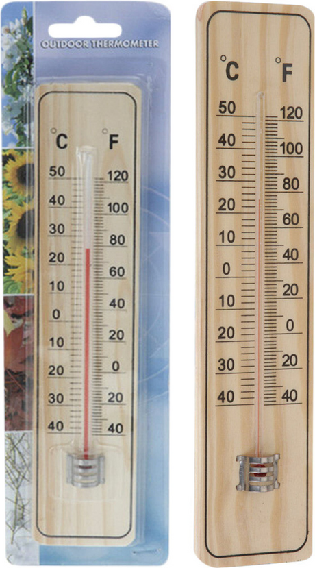 Thermometer Holz 22x5x0,8cm | 6 Stück