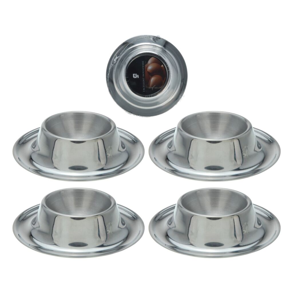 Excellent Houseware Eierbecher-Set Edelstahl 4-teilig | 4 Stück