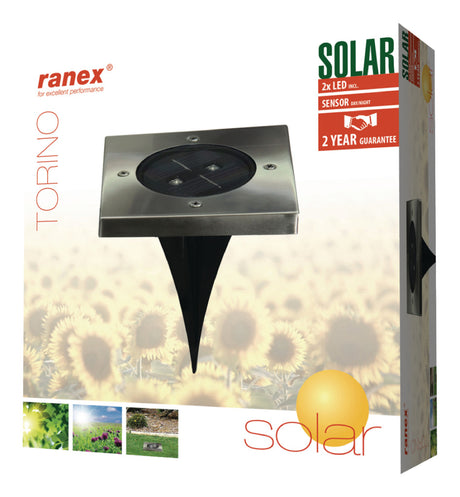 Ranex ra-5000406 LED-Solar-Bodenstrahler aus Edelstahl