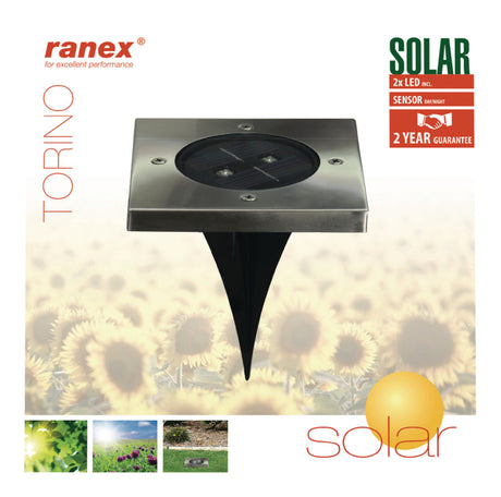 Ranex ra-5000406 LED-Solar-Bodenstrahler aus Edelstahl