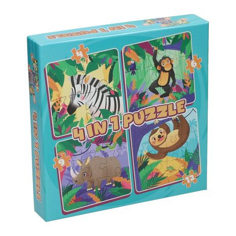 Wins Holland Puzzle 4in1 - Wilde Tiere, 12 Teile.
