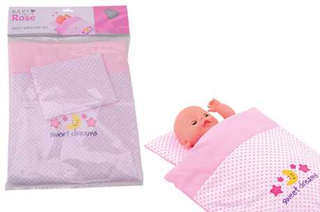 Johntoy – Baby-Rose-Puppendecke und Kissen-Set – süße Träume