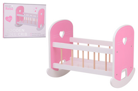 Johntoy houten poppenwieg baby rose schommelwieg speelgoedbed.