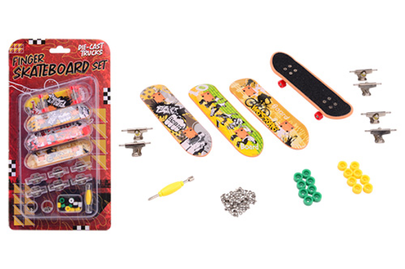 Johntoy Finger-Skateboard-Set, 4-teilig.