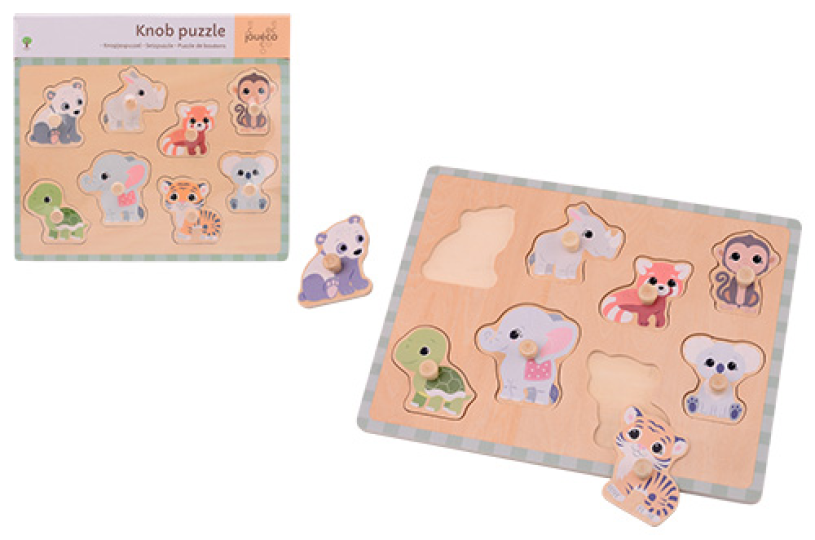 Jouéco Holztierpuzzle Wildies Familie – Lernspielzeug.