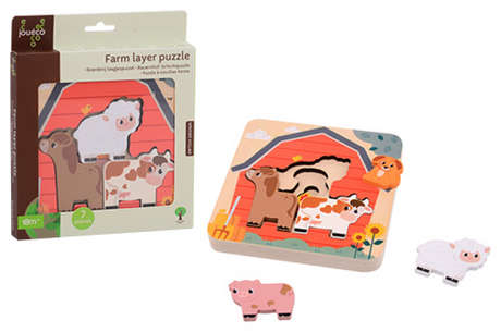 Jouéco Bauernhof-Puzzle aus Holz mit Schichten, Lernspielzeug.