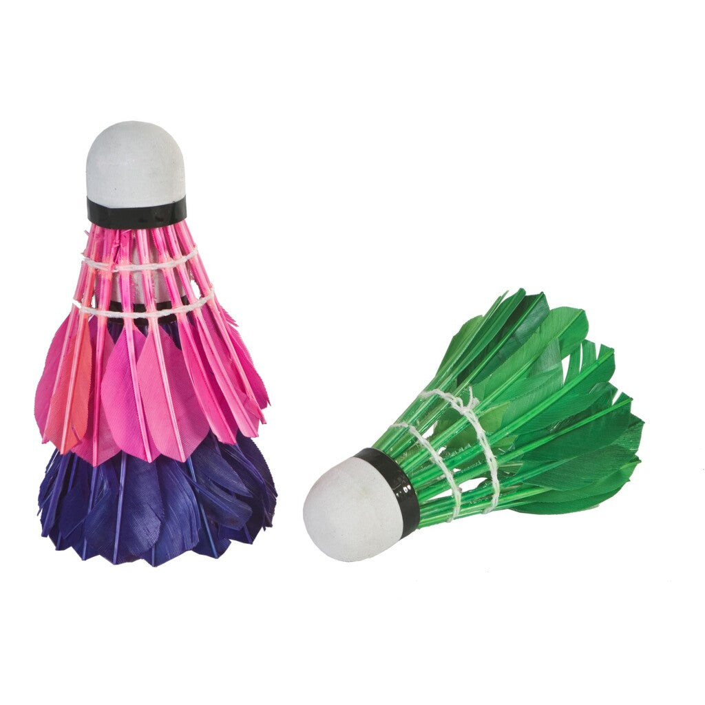 Sportx Feather Shuttles in Tube 3 Pieces Purple Pink Green